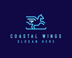 Flying Pegasus Horse logo design