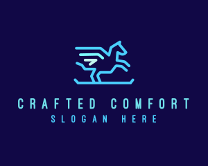 Flying Pegasus Horse logo design