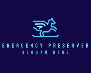 Flying Pegasus Horse logo design