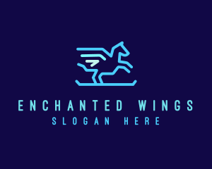 Flying Pegasus Horse logo design