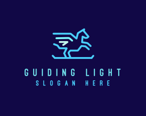 Flying Pegasus Horse logo design