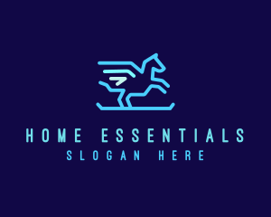 Flying Pegasus Horse logo design