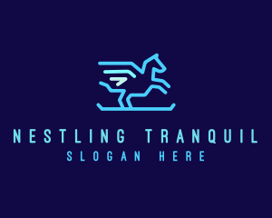 Flying Pegasus Horse logo design