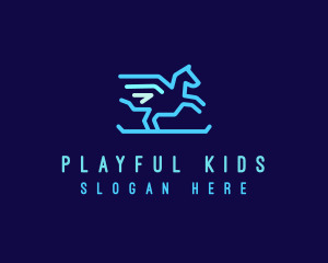 Flying Pegasus Horse logo design