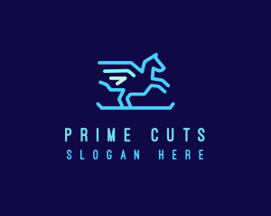 Flying Pegasus Horse logo design