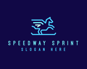 Flying Pegasus Horse logo design