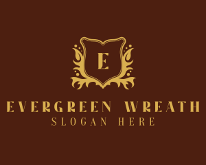 Gold Shield Wreath logo design