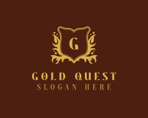 Gold Shield Wreath logo design