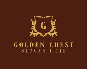 Gold Shield Wreath logo design