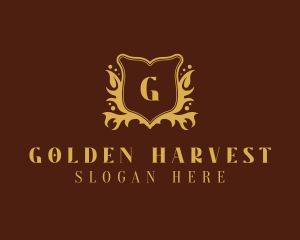 Gold Shield Wreath logo design