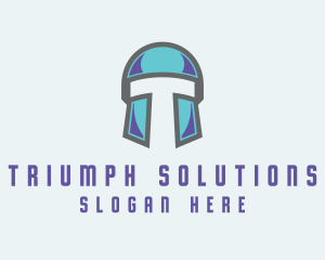 Gamer Helmet Letter T logo design