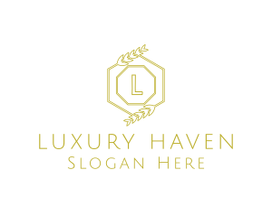 Luxury Laurel Hexagon logo design