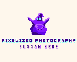 Retro Ghost Pixel logo design