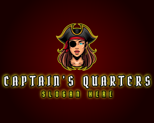 Woman Captain Pirate logo design