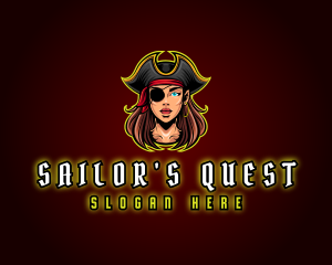 Woman Captain Pirate logo design