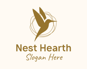 Gold Hummingbird Flying logo
