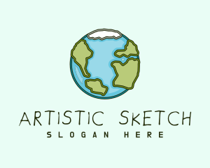 Quirky Sketch Earth logo design