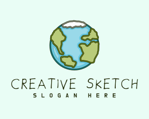 Quirky Sketch Earth logo design