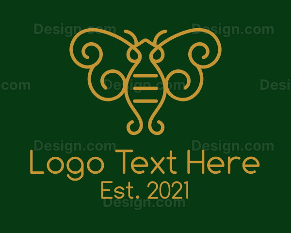 Gold Monoline Moth Bug Logo