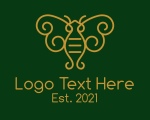 Gold Monoline Moth Bug logo