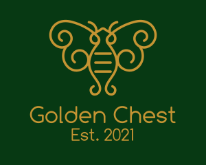 Gold Monoline Moth Bug logo design