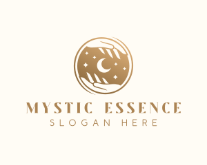 Hand Moon Mystical logo design