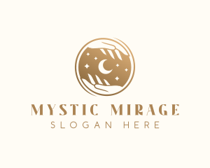 Hand Moon Mystical logo design