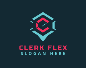 Clock Hexagon Letter C logo design