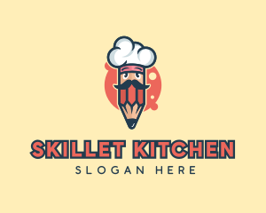 Pencil Chef Cook logo design