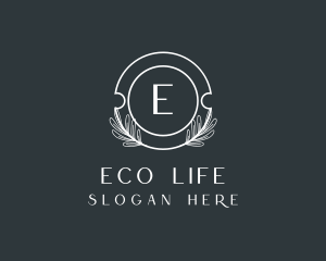 Organic Natural Leaf Wreath  logo design