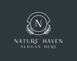 Organic Natural Leaf Wreath  logo design