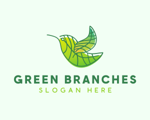 Green Leafy Bird logo design