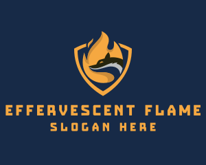 Flame Wolf Shield logo design