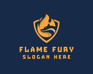 Flame Wolf Shield logo design