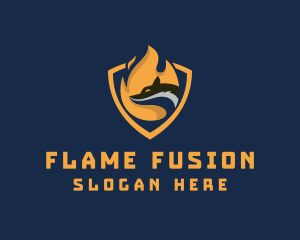 Flame Wolf Shield logo design