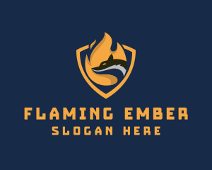 Flame Wolf Shield logo design