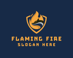 Flame Wolf Shield logo design