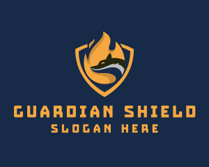 Flame Wolf Shield logo design