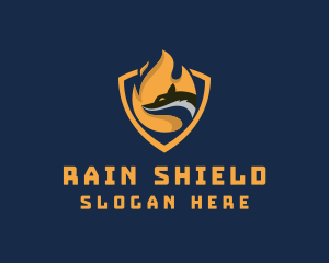 Flame Wolf Shield logo design