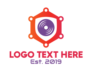 Music - DJ Music Hexagon Disc logo design