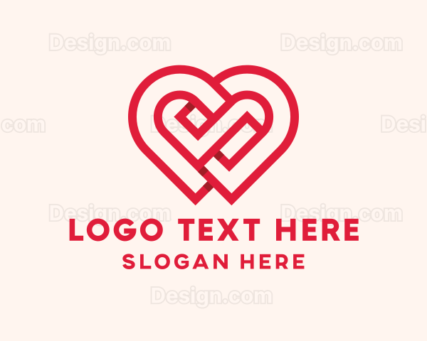 Red Romance Maze Heart Logo