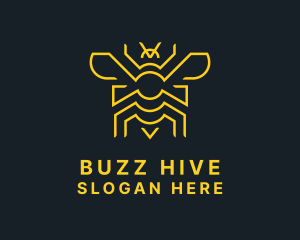 Geometric Yellow Bee logo design