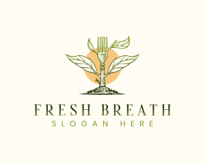 Organic Leaf Fork Plant logo design