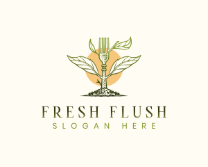 Organic Leaf Fork Plant logo design