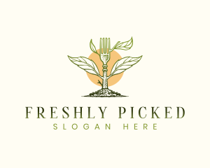 Organic Leaf Fork Plant logo design