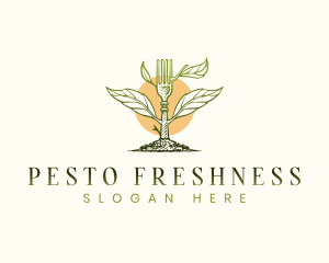 Organic Leaf Fork Plant logo design