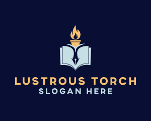 Fire Torch Book Pen logo design