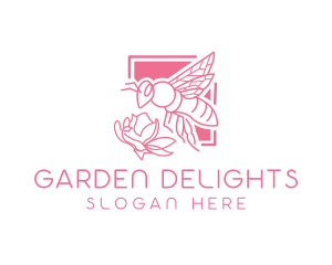 Pink Insect Bee  logo design