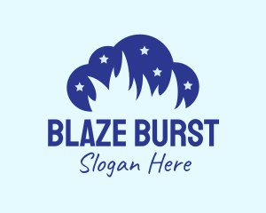 Blue Cloud Flame logo design