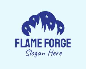 Blue Cloud Flame logo design